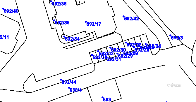 Parcela st. 692/32 v KÚ Proseč nad Nisou, Katastrální mapa