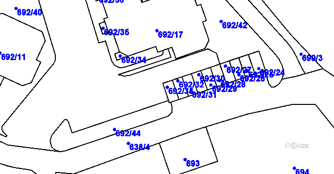 Parcela st. 692/33 v KÚ Proseč nad Nisou, Katastrální mapa