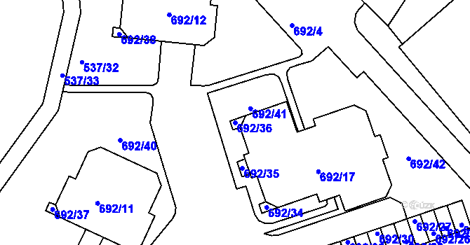 Parcela st. 692/36 v KÚ Proseč nad Nisou, Katastrální mapa