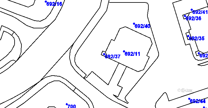 Parcela st. 692/37 v KÚ Proseč nad Nisou, Katastrální mapa