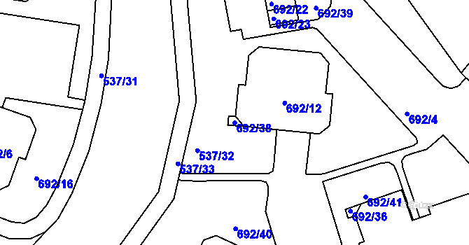 Parcela st. 692/38 v KÚ Proseč nad Nisou, Katastrální mapa