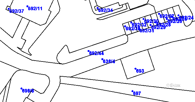 Parcela st. 638/7 v KÚ Proseč nad Nisou, Katastrální mapa