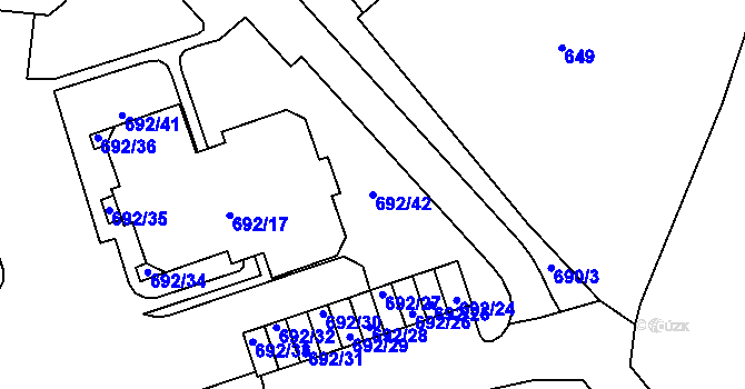 Parcela st. 692/42 v KÚ Proseč nad Nisou, Katastrální mapa