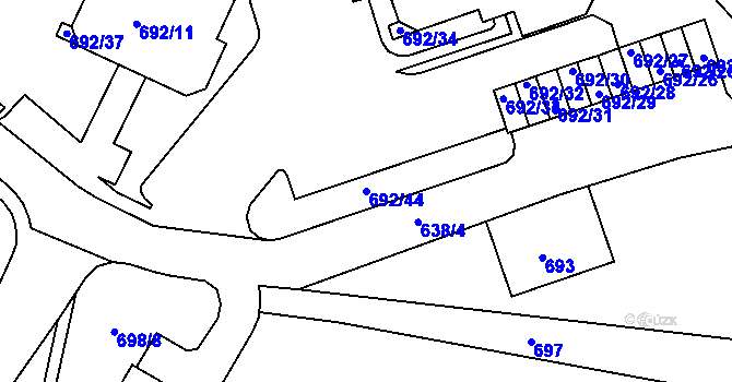 Parcela st. 692/44 v KÚ Proseč nad Nisou, Katastrální mapa