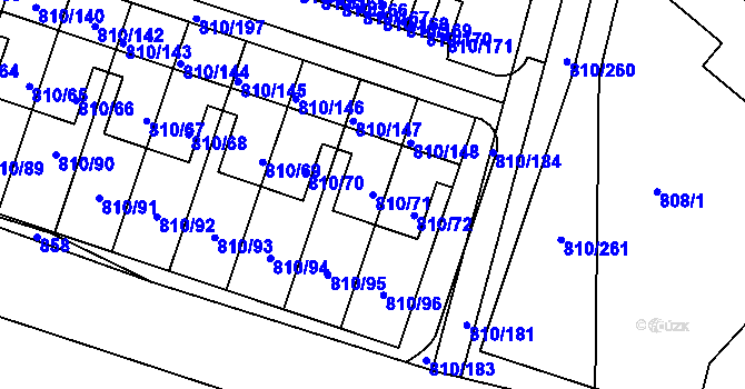 Parcela st. 810/71 v KÚ Proseč nad Nisou, Katastrální mapa