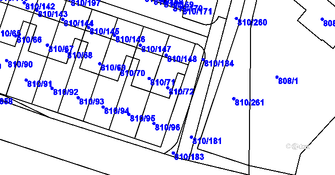 Parcela st. 810/72 v KÚ Proseč nad Nisou, Katastrální mapa
