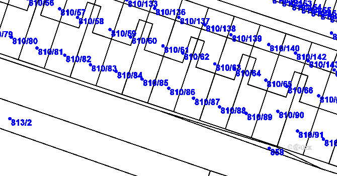 Parcela st. 810/86 v KÚ Proseč nad Nisou, Katastrální mapa