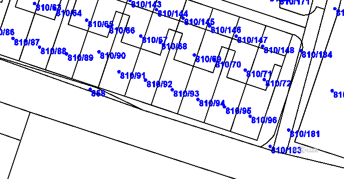 Parcela st. 810/93 v KÚ Proseč nad Nisou, Katastrální mapa