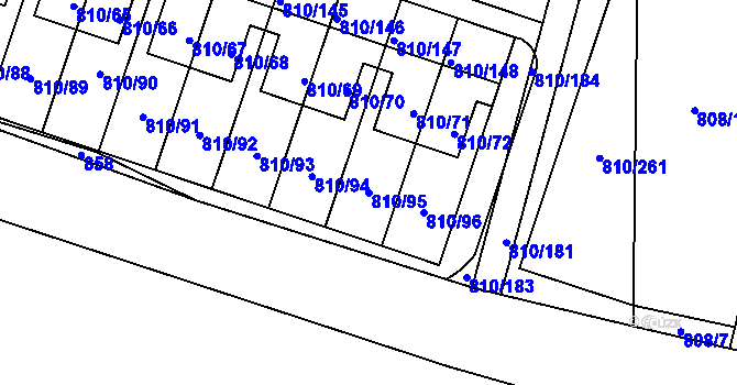 Parcela st. 810/95 v KÚ Proseč nad Nisou, Katastrální mapa