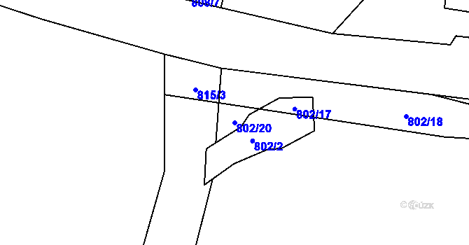 Parcela st. 802/20 v KÚ Proseč nad Nisou, Katastrální mapa