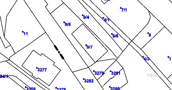 Parcela st. 9/7 v KÚ Proseč nad Nisou, Katastrální mapa