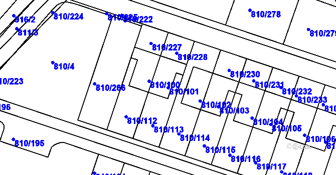 Parcela st. 810/101 v KÚ Proseč nad Nisou, Katastrální mapa