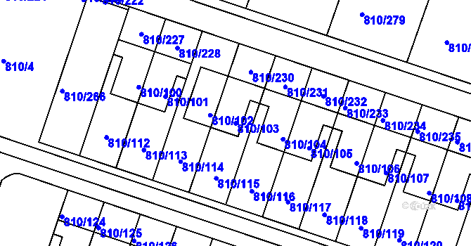 Parcela st. 810/103 v KÚ Proseč nad Nisou, Katastrální mapa