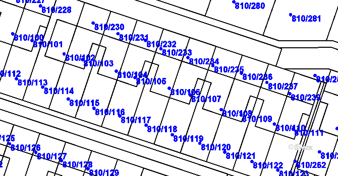Parcela st. 810/106 v KÚ Proseč nad Nisou, Katastrální mapa
