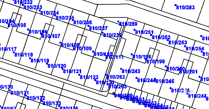 Parcela st. 810/111 v KÚ Proseč nad Nisou, Katastrální mapa