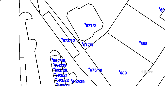 Parcela st. 677/3 v KÚ Proseč nad Nisou, Katastrální mapa