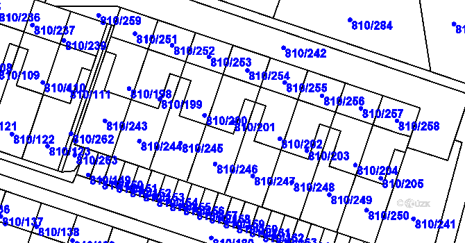 Parcela st. 810/201 v KÚ Proseč nad Nisou, Katastrální mapa