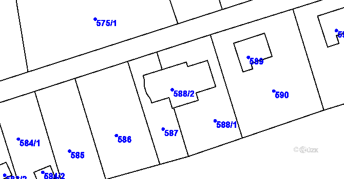 Parcela st. 588/2 v KÚ Proseč nad Nisou, Katastrální mapa