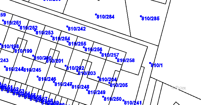 Parcela st. 810/257 v KÚ Proseč nad Nisou, Katastrální mapa