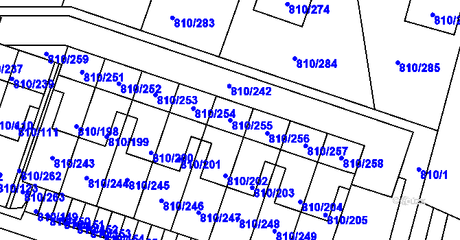 Parcela st. 810/255 v KÚ Proseč nad Nisou, Katastrální mapa