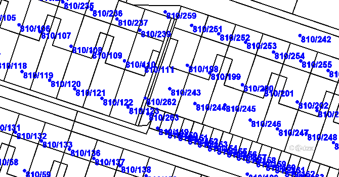 Parcela st. 810/243 v KÚ Proseč nad Nisou, Katastrální mapa