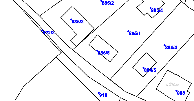 Parcela st. 885/5 v KÚ Proseč nad Nisou, Katastrální mapa
