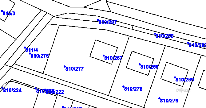 Parcela st. 810/267 v KÚ Proseč nad Nisou, Katastrální mapa