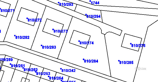 Parcela st. 810/274 v KÚ Proseč nad Nisou, Katastrální mapa
