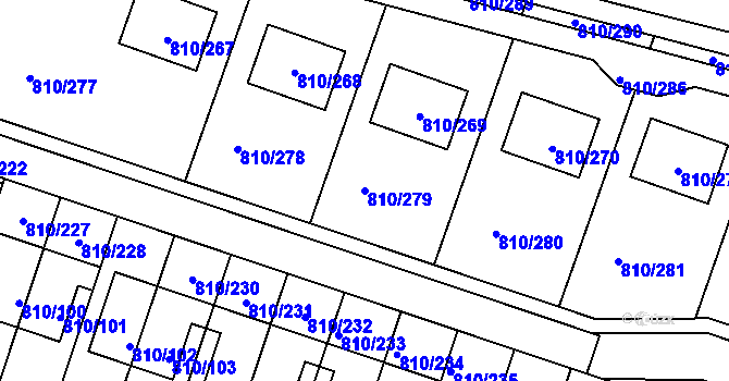 Parcela st. 810/279 v KÚ Proseč nad Nisou, Katastrální mapa