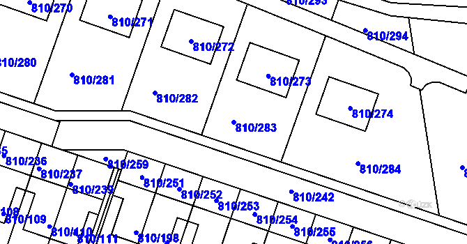 Parcela st. 810/283 v KÚ Proseč nad Nisou, Katastrální mapa