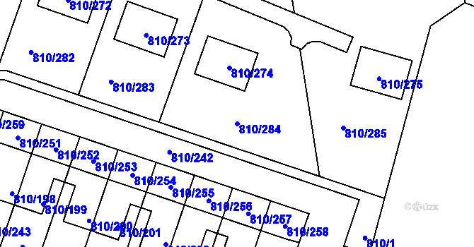 Parcela st. 810/284 v KÚ Proseč nad Nisou, Katastrální mapa