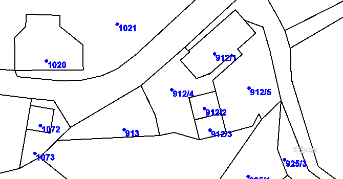 Parcela st. 912/4 v KÚ Proseč nad Nisou, Katastrální mapa