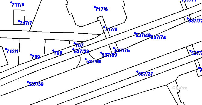 Parcela st. 537/89 v KÚ Proseč nad Nisou, Katastrální mapa