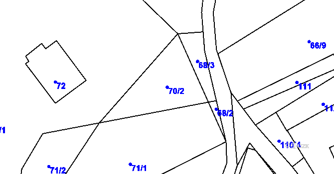 Parcela st. 70/2 v KÚ Proseč nad Nisou, Katastrální mapa