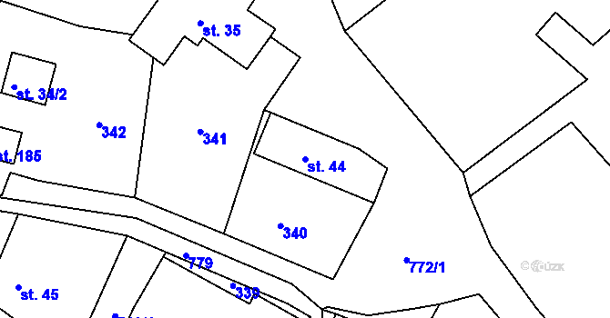 Parcela st. 44 v KÚ Javorník u Českého Dubu, Katastrální mapa
