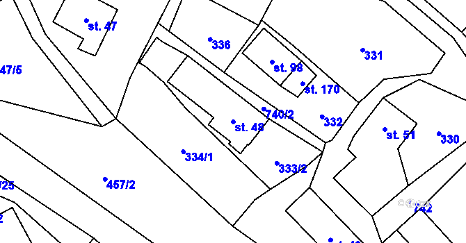 Parcela st. 48 v KÚ Javorník u Českého Dubu, Katastrální mapa