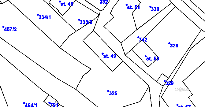 Parcela st. 49 v KÚ Javorník u Českého Dubu, Katastrální mapa