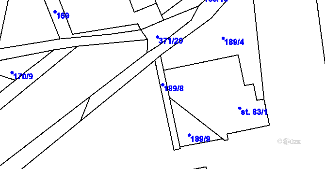 Parcela st. 189/8 v KÚ Javorník u Českého Dubu, Katastrální mapa