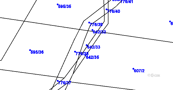 Parcela st. 642/33 v KÚ Javorník u Českého Dubu, Katastrální mapa