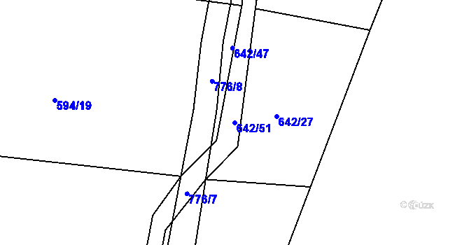 Parcela st. 642/51 v KÚ Javorník u Českého Dubu, Katastrální mapa