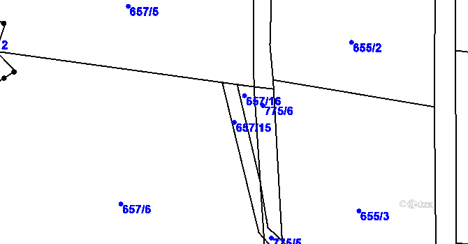 Parcela st. 657/15 v KÚ Javorník u Českého Dubu, Katastrální mapa