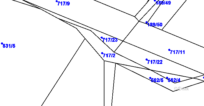 Parcela st. 717/2 v KÚ Javorník u Českého Dubu, Katastrální mapa