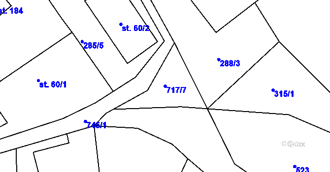 Parcela st. 717/7 v KÚ Javorník u Českého Dubu, Katastrální mapa