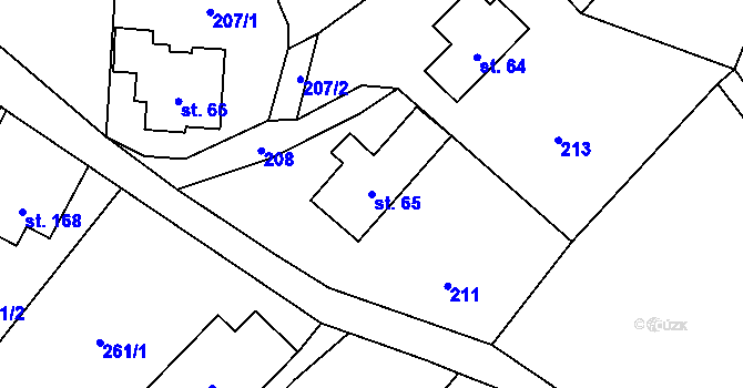 Parcela st. 65 v KÚ Proseč pod Ještědem, Katastrální mapa