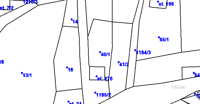 Parcela st. 40/1 v KÚ Proseč pod Ještědem, Katastrální mapa