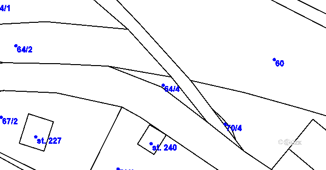 Parcela st. 64/4 v KÚ Proseč pod Ještědem, Katastrální mapa