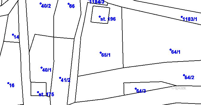 Parcela st. 65/1 v KÚ Proseč pod Ještědem, Katastrální mapa