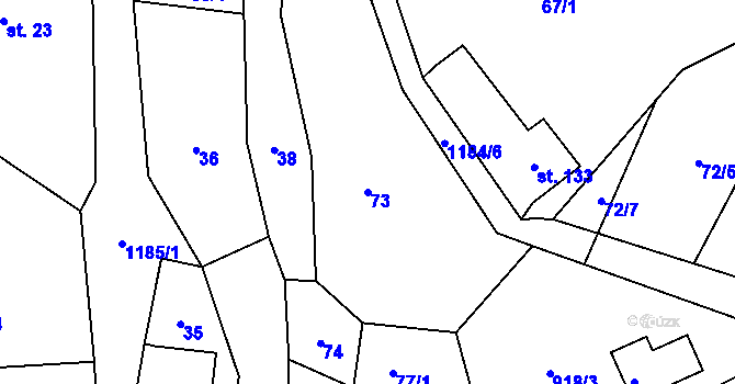 Parcela st. 73 v KÚ Proseč pod Ještědem, Katastrální mapa
