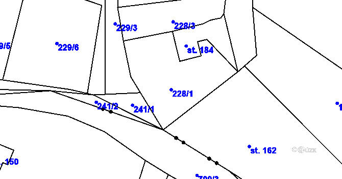 Parcela st. 228/1 v KÚ Proseč pod Ještědem, Katastrální mapa