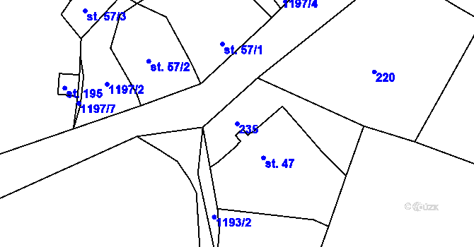 Parcela st. 235 v KÚ Proseč pod Ještědem, Katastrální mapa